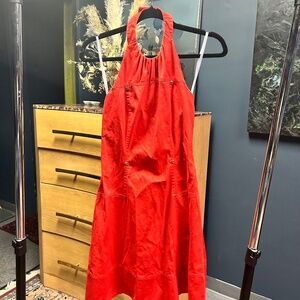 Calvin Klein Women's Burnt Orange Halter Neck Dress | Size S